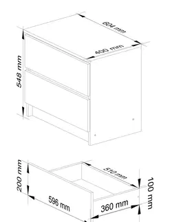Nočné stolíky Dizajnový nočný stolík KARIN60, biely / capuccino lesk