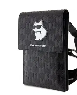 Puzdrá na mobilné telefóny Karl Lagerfeld Saffiano Monogram Wallet Phone Bag Choupette NFT, black 57983116465