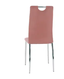 Stoličky Jedálenská stolička, ružová Velvet látka/chróm, OLIVA NEW