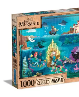 Hračky puzzle CLEMENTONI - Puzzle 1000 dielikov Disney Mapa - Malá morská víla
