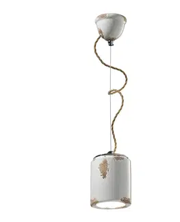 Závesné svietidlá Ferroluce Vintage závesná lampa C984, biela