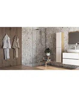 Kúpeľňový nábytok NABBI Baleta 2S kúpeľňová skrinka na stenu (2 ks) craft zlatý / biely lesk