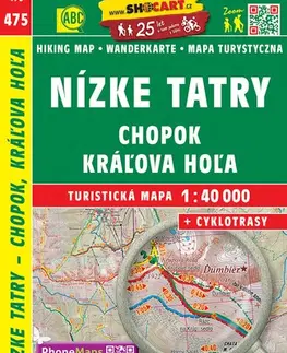 Turistika, skaly Nízke Tatry, Chopok, Kráľova Hoľa 1:40T turistická mapa 475
