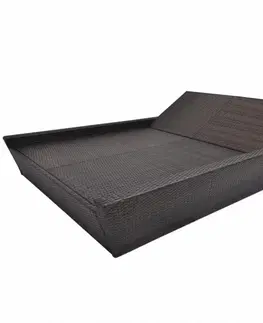 Záhradný postele Záhradná ratanová posteľ s poduškou Čierna