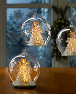 Vianočné dekorácie LED vianočná guľa s anjelom