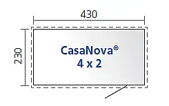 CASANOVA Biohort Záhradný domček BIOHORT CasaNova DUO 430 x 230 (strieborná metalíza) orientace dverí vľavo