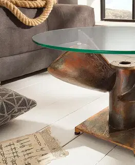 Konferenčné stolíky LuxD Dizajnový konferenčný stôl Propeller, 60 cm, medený antik