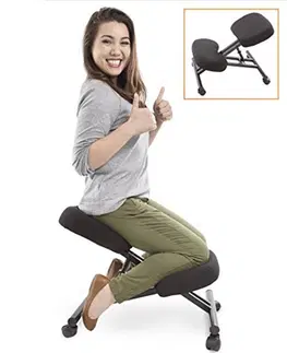 Jedálenské stoličky KONDELA Flonet ergonomická kľakačka sivohnedá (taupe) / buk
