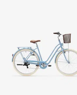 bicykle Mestský bicykel Elops 520 so zníženým rámom džínovo modrý
