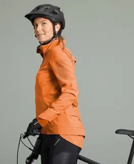 bundy a vesty Dámska zimná bunda na horskú cyklistiku oranžová