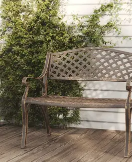 Záhradné lavice Záhradná lavica 102 cm liaty hliník Dekorhome Biela
