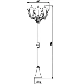 Verejné osvetlenie Albert Leuchten Stĺpové svietidlo 680 vidiecky štýl 3-pl. hnedé
