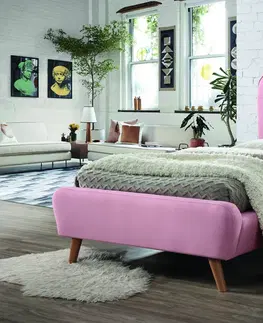 Postele Signal Čalúnená posteľ TIFFANY 90 x 200 cm farba ružová / dub