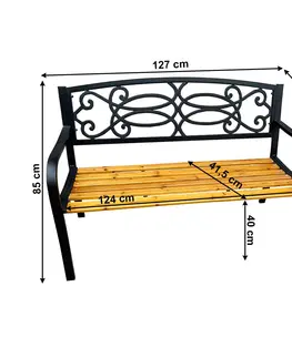 Záhradné lavice Záhradná lavička, čierna/prírodná, ROTINA NEW