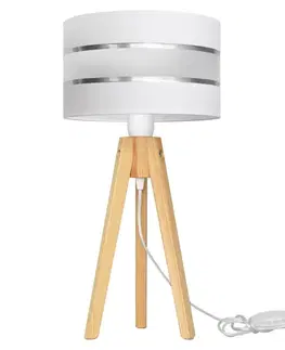 Lampy  Stolná lampa HELEN 1xE27/60W/230V biela/chróm/borovica 