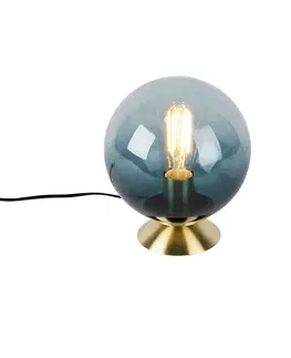 Stolove lampy Art deco stolná lampa mosadz s modrým sklom - Pallon