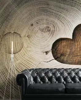 Tapety s imitáciou dreva Tapeta symbol lásky na dreve
