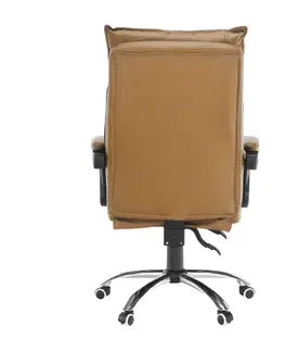 Kancelárske kreslá Kancelárske kreslo s podnožou, ekokoža hnedá, DRAKE
