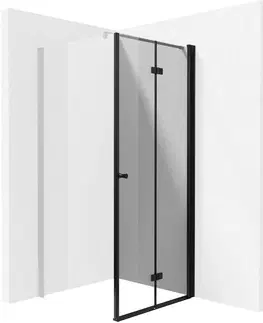Sprchovacie kúty DEANTE - Kerria plus čierna - Sprchové dvere bez stenového profilu, systém Kerria Plus, 70 cm - skladacia KTSXN47P