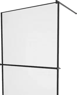 Sprchové dvere MEXEN/S - KIOTO Sprchová zástena WALK-IN s poličkou a držiakom uterákov 70 x 200 cm, transparent/čierna 8 mm, čierna 800-070-121-70-70