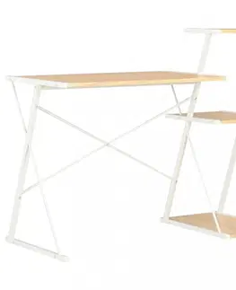 Pracovné stoly Písací stôl s policami drevotrieska / oceľ Dekorhome Čierna / hnedá