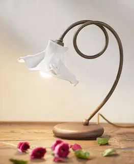 Stolové lampy Ferroluce Stolná lampa Eleonora s keramickým tienidlom