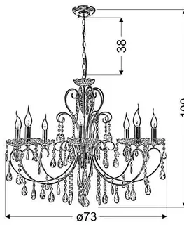 Obývacia izba Závesná lampa AURORA 8xE14 luster Candellux Zlatá