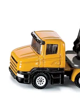 Hračky - dopravné stroje a traktory SIKU - Blister - Ťahač s podvalníkom a rýpadlom
