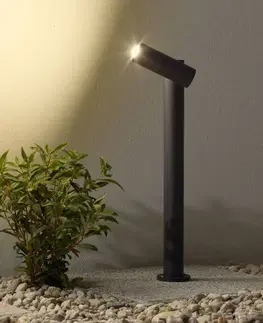 Vonkajšie stojanové svietidlá Lucande Soklové LED svietidlo Narea nastaviteľné 43 cm