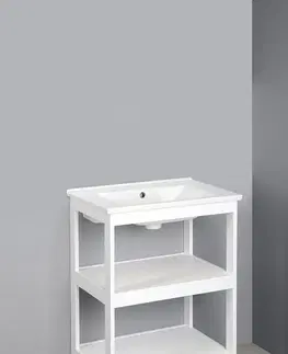 Kúpeľňový nábytok AQUALINE - ETIDE policová umývadlová skrinka 61,5x85x44 cm, matná biela ET610