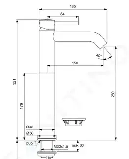 Kúpeľňové batérie IDEAL STANDARD - CeraLine Umývadlová batéria, čierna BC269XG