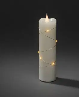 LED sviečky Konstsmide Christmas Vosková LED sviečka krém jantár 17,8cm