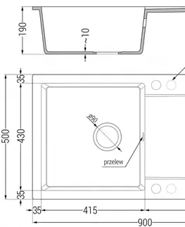 Kuchynské drezy MEXEN MEXEN - Leo granitový drez s odkvapkávačom 900x500 mm, béžová 6501901010-69