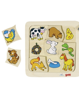 Drevené hračky Goki Drevené puzzle Čo jedia?