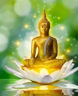 Samolepiace tapety Samolepiaca tapeta zlatý Budha na lotosovom kvete