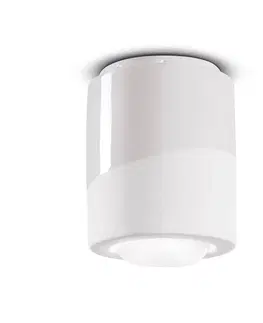Bodové svetlá Ferroluce Stropné svietidlo PI, valcové, Ø 12,5 cm, biele
