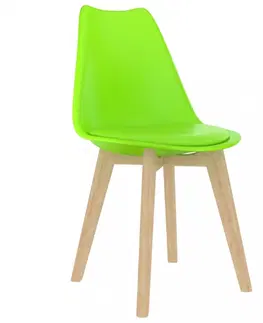 Jedálenské stoličky a kreslá Jedálenská stolička 4 ks plast / umelá koža / buk Dekorhome Oranžová