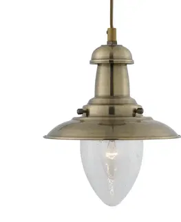 Závesné svietidlá Searchlight Závesná lampa Fisherman Ø 18 cm v mosadznej