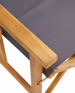 Záhradné kreslá a stoličky Režisérska stolička akáciové drevo Dekorhome Sivá