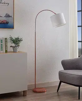 Stojacie lampy do obývačky Lindby Lindby Keriba stojaca lampa, medená/biela