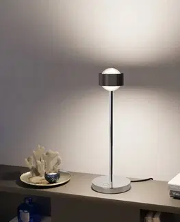 Stolové lampy Top Light Puk! 80 Eye Table LED, šošovky matné, hnedá/chróm