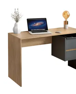 Písacie stoly PC stôl, dub artisan/grafit, TULIO NEW