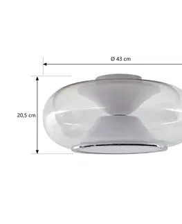 Stropné svietidlá Lucande Lucande Orasa LED stropné svietidlo, sklo, biela/čierna, Ø 43 cm