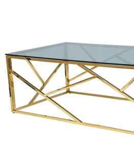 Konferenčné stolíky ESKADA A dizajnový konferenčný stolík 120x60 cm, zlatý/dymové sklo