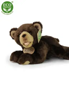 Plyšové hračky RAPPA - Plyšový medveď tmavo hnedý ležiaci 24 cm ECO-FRIENDLY