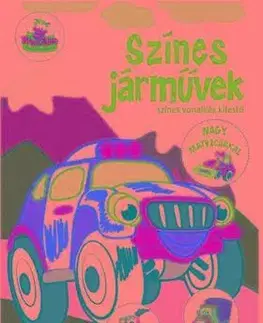 Pre deti a mládež - ostatné Színes járművek - színes vonalkás kifestő nagy matricákkal