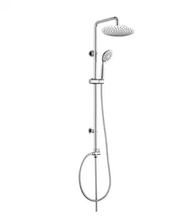 Kúpeľňové batérie MEREO MEREO - Sprchový set Sonáta s tyčou, hadicou, ručnou a hlav. guľatou sprchou, slim, nerez CB60101SK
