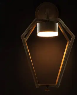 Vonkajšie nástenné svietidlá Moretti Luce LED svietidlo Gemstone, starožitná mosadz/opálová