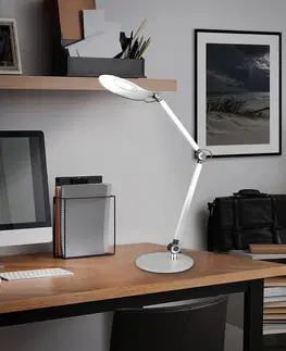 Stolové lampy na písací stôl Briloner LED lampa na písací stôl Office, strieborná, CCT