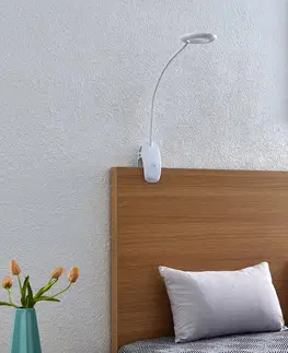 Stolové lampy s klipom PRIOS Prios Harumi upínacia LED lampa, biela